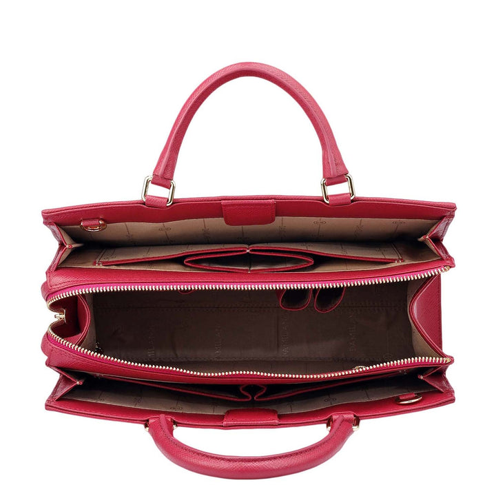 Medium Croco Franzy Leather Satchel - Plumberry