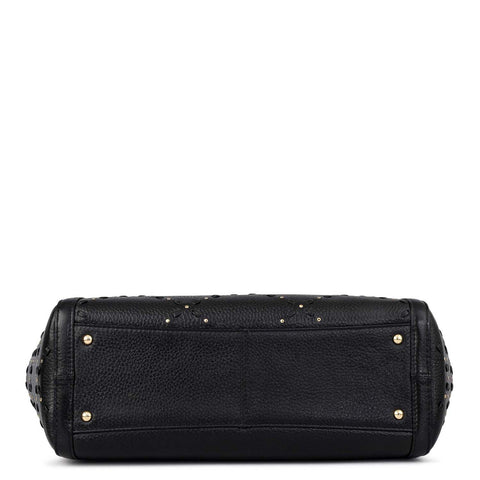Serena Wax Leather Shoulder Bag - Black