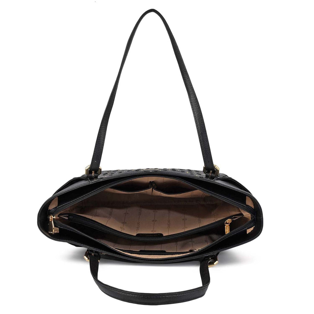 Serena Wax Leather Shoulder Bag - Black