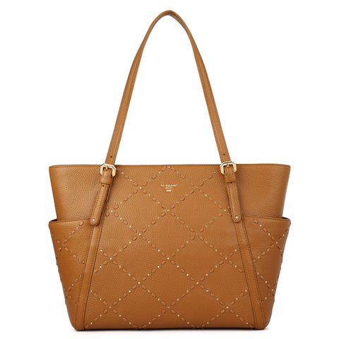 Serena Wax Leather Shoulder Bag - Caramel