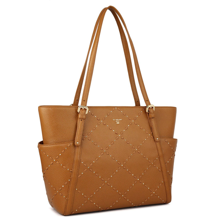 Serena Wax Leather Shoulder Bag - Caramel