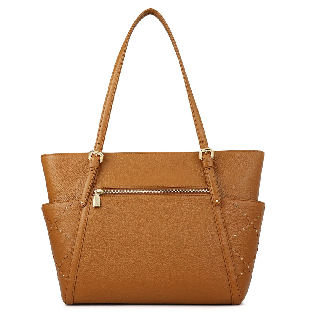 Serena Wax Leather Shoulder Bag - Caramel