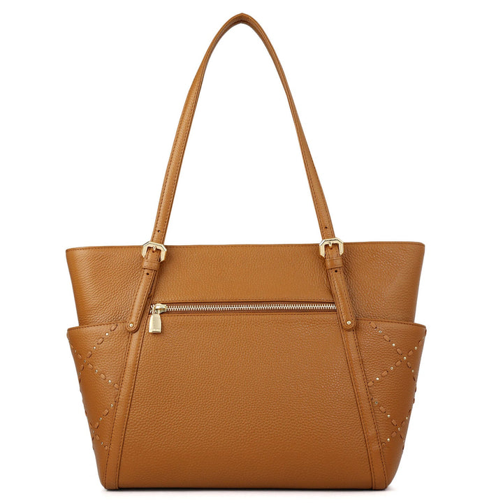 Serena Wax Leather Shoulder Bag - Caramel