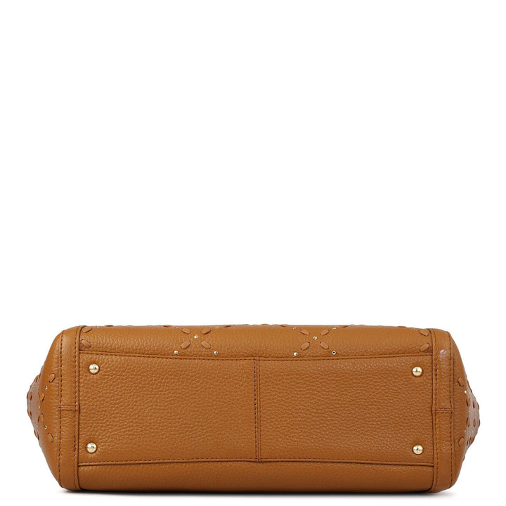 Serena Wax Leather Shoulder Bag - Caramel