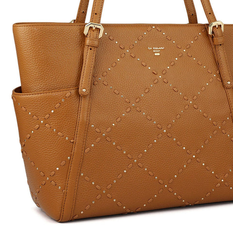 Serena Wax Leather Shoulder Bag - Caramel