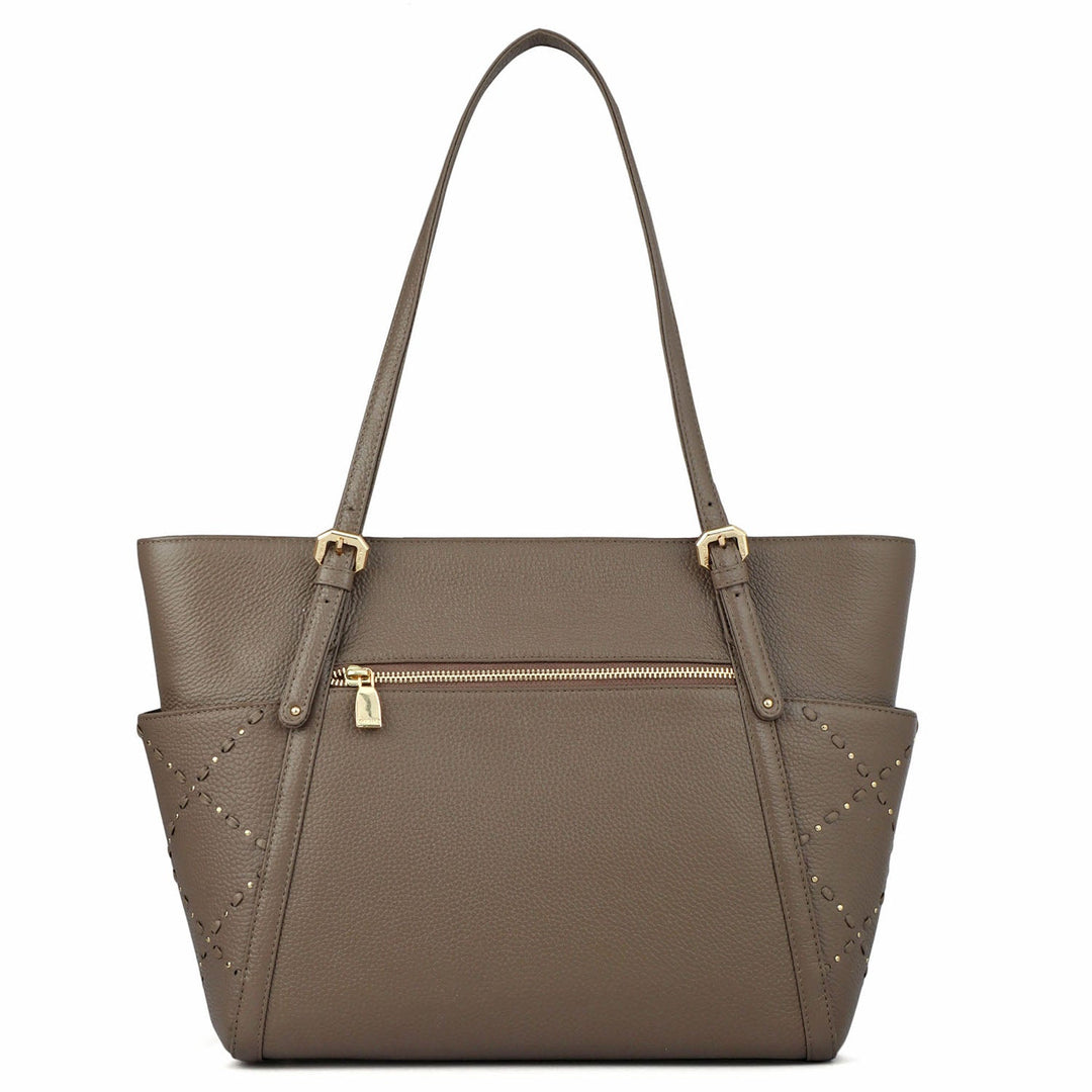 Medium Bunti Wax Leather Shoulder Bag - Greyish Taupe