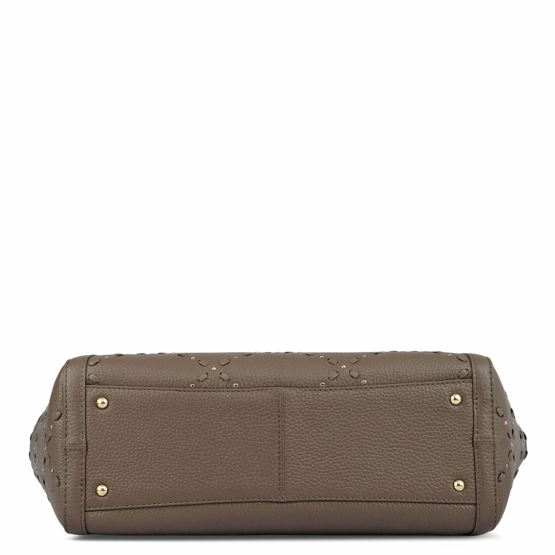 Medium Bunti Wax Leather Shoulder Bag - Greyish Taupe