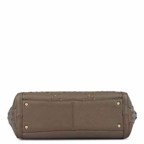 Medium Bunti Wax Leather Shoulder Bag - Greyish Taupe