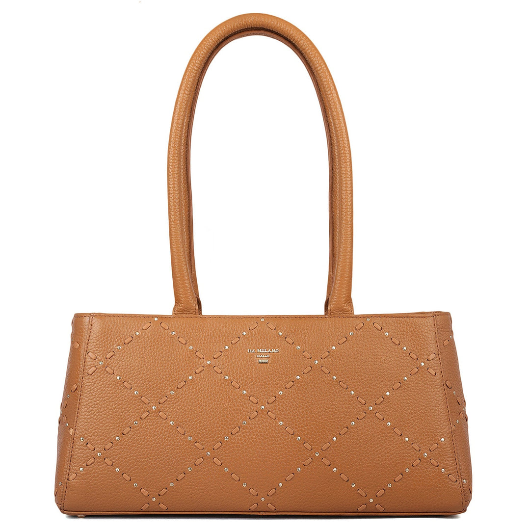 Serena Wax Leather Shoulder Bag - Caramel