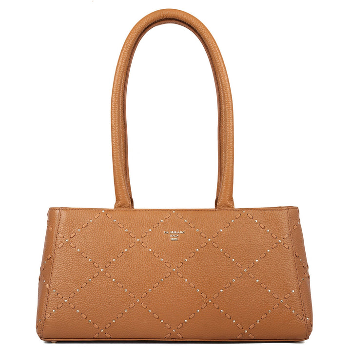 Serena Wax Leather Shoulder Bag - Caramel