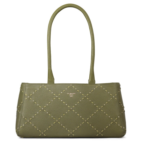 Serena Wax Leather Shoulder Bag - Fern