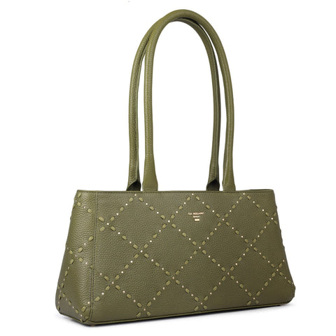 Serena Wax Leather Shoulder Bag - Fern