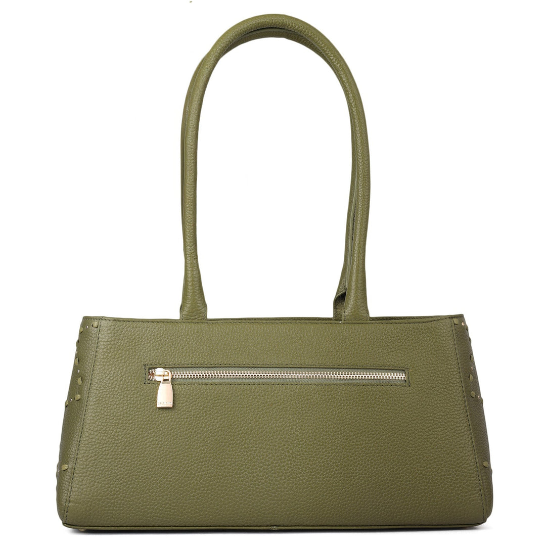 Serena Wax Leather Shoulder Bag - Fern