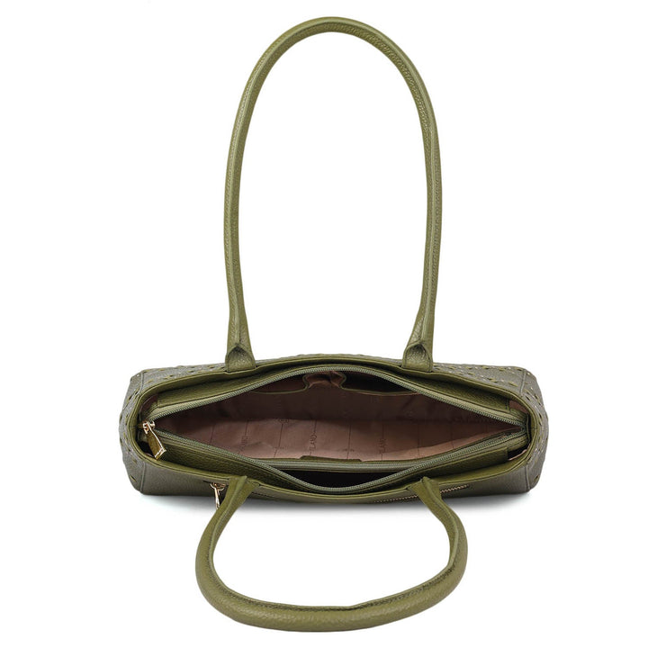 Serena Wax Leather Shoulder Bag - Fern