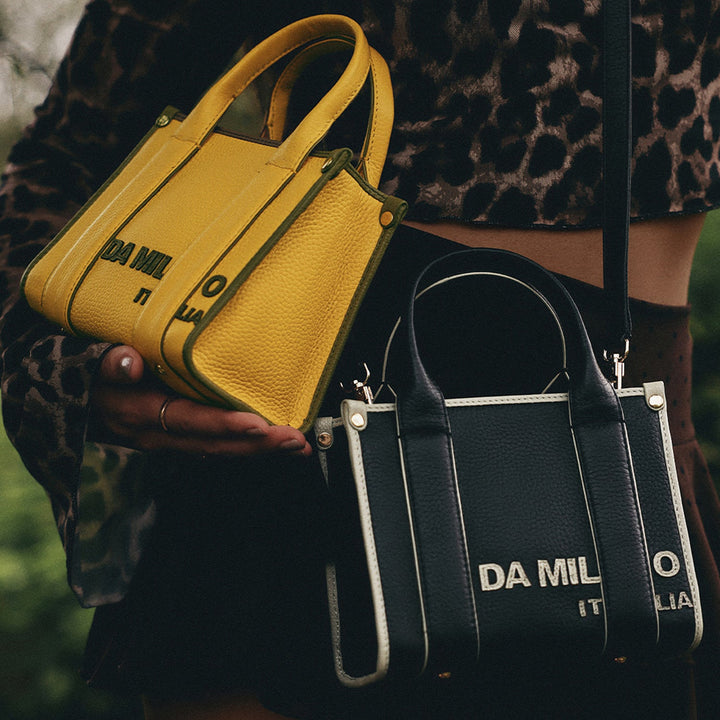 Small Wax Leather Satchel - Black