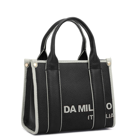 Small Wax Leather Satchel - Black