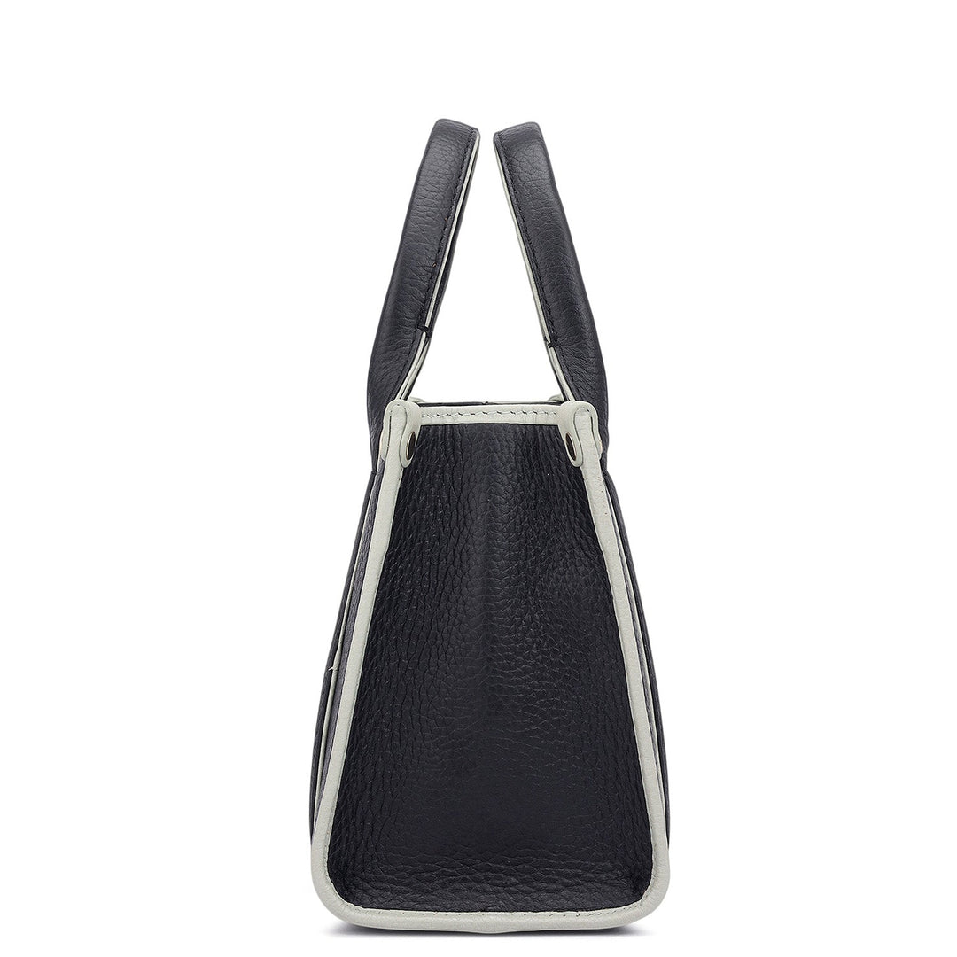 Small Wax Leather Satchel - Black