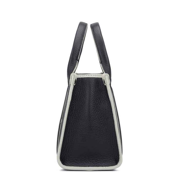 Small Wax Leather Satchel - Black