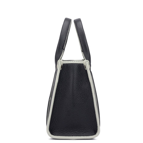 Small Wax Leather Satchel - Black