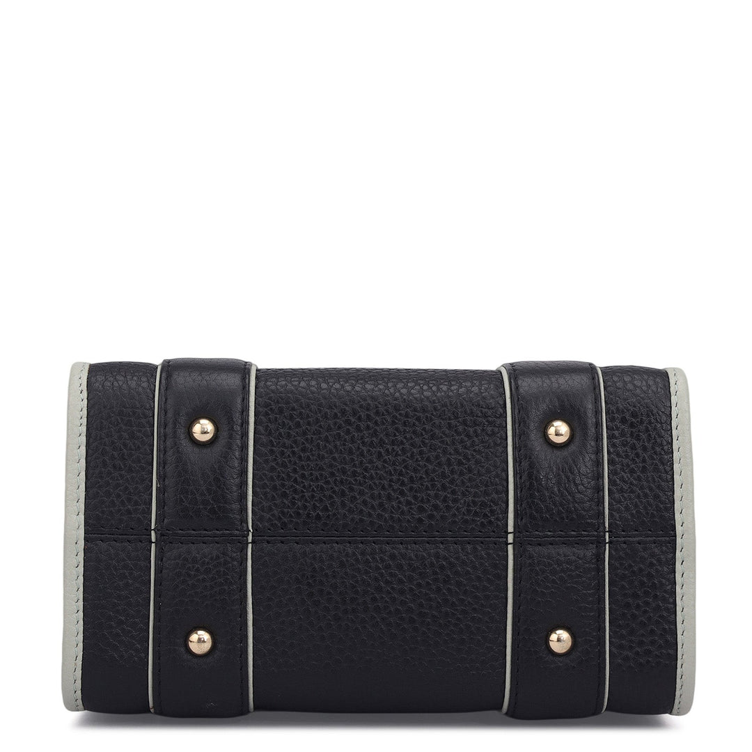 Small Wax Leather Satchel - Black