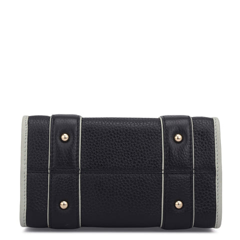 Small Wax Leather Satchel - Black