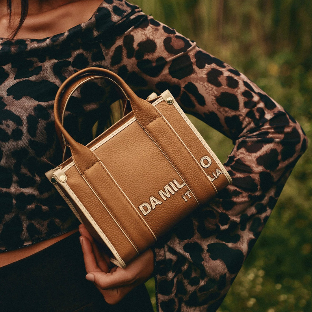 Small Wax Leather Satchel - Caramel