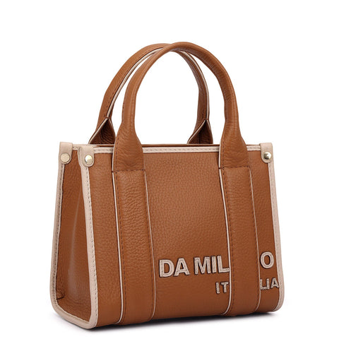 Small Wax Leather Satchel - Caramel