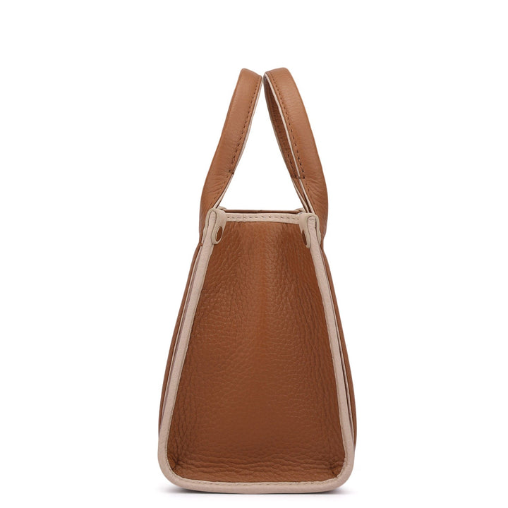 Small Wax Leather Satchel - Caramel
