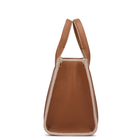 Small Wax Leather Satchel - Caramel