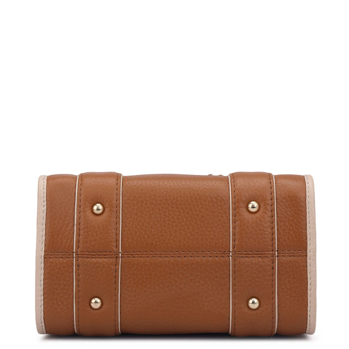 Small Wax Leather Satchel - Caramel