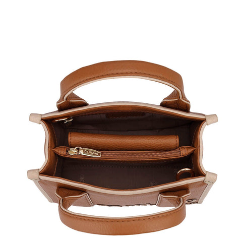 Small Wax Leather Satchel - Caramel