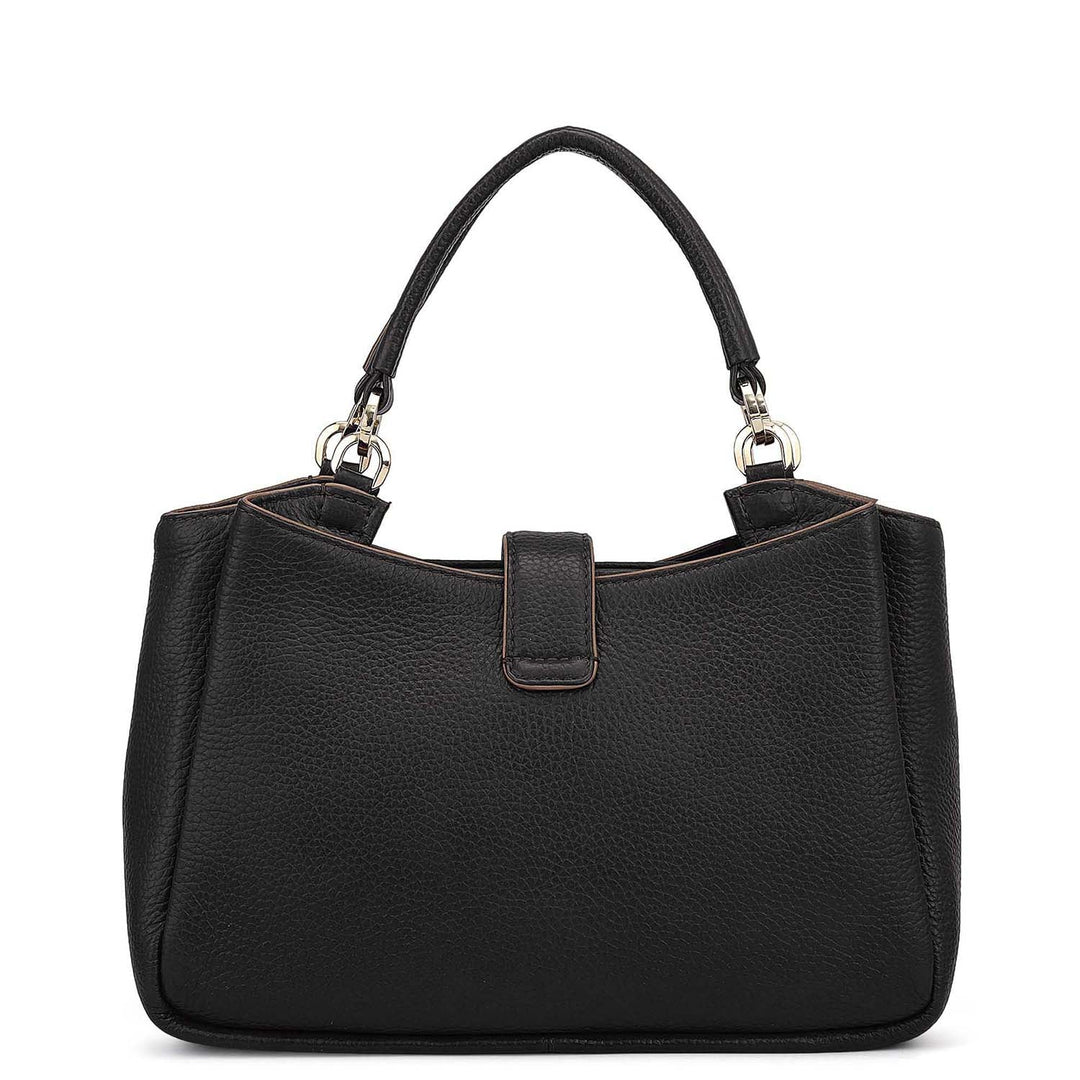 Small Wax Leather Satchel - Black