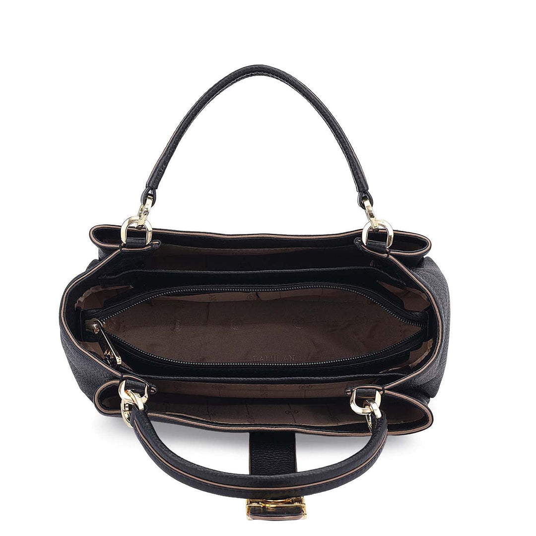 Small Wax Leather Satchel - Black