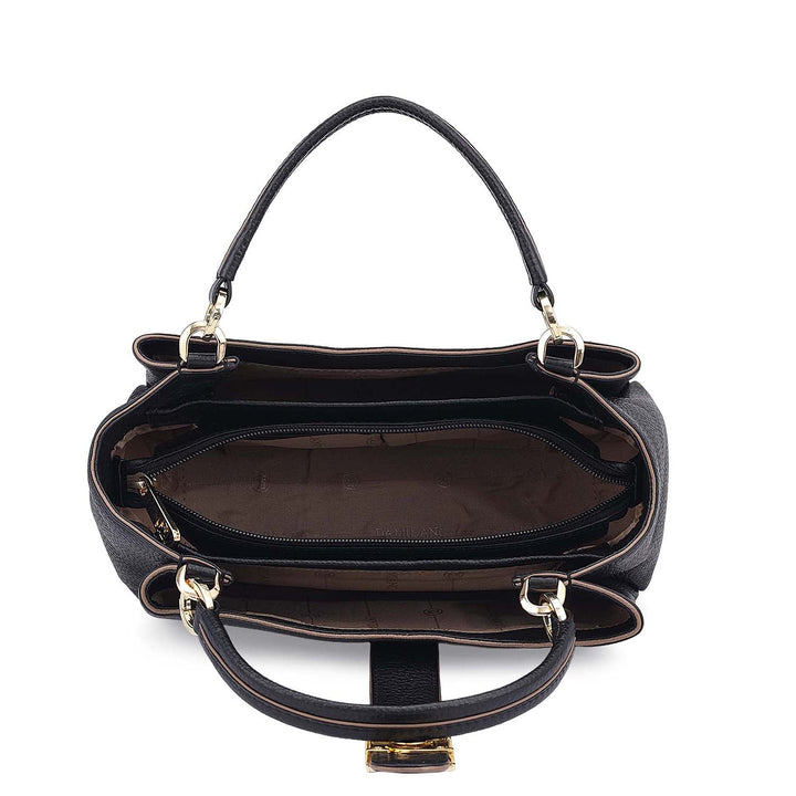 Small Wax Leather Satchel - Black