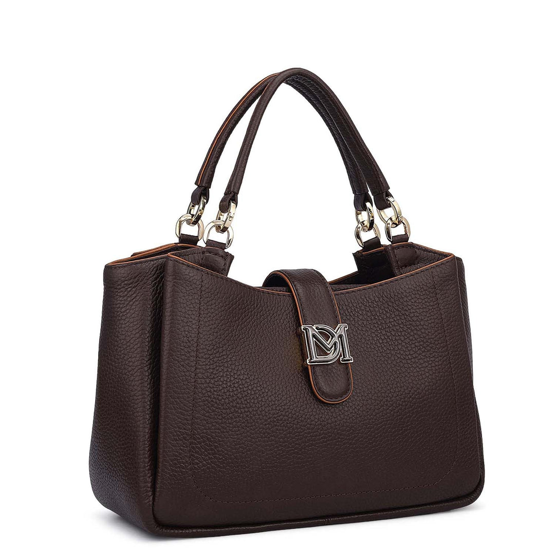 Small Wax Leather Satchel - Chocolate