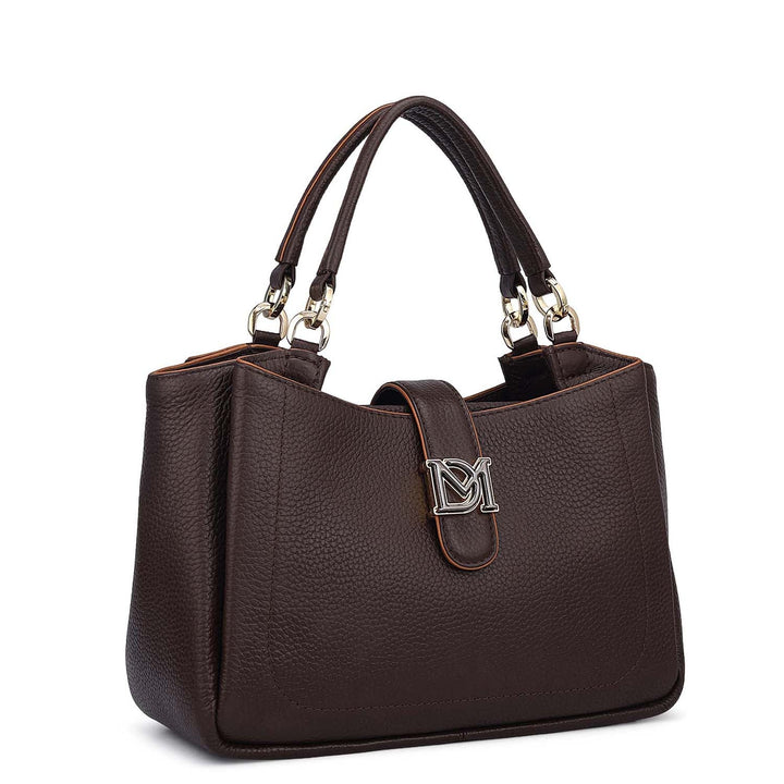Small Wax Leather Satchel - Chocolate