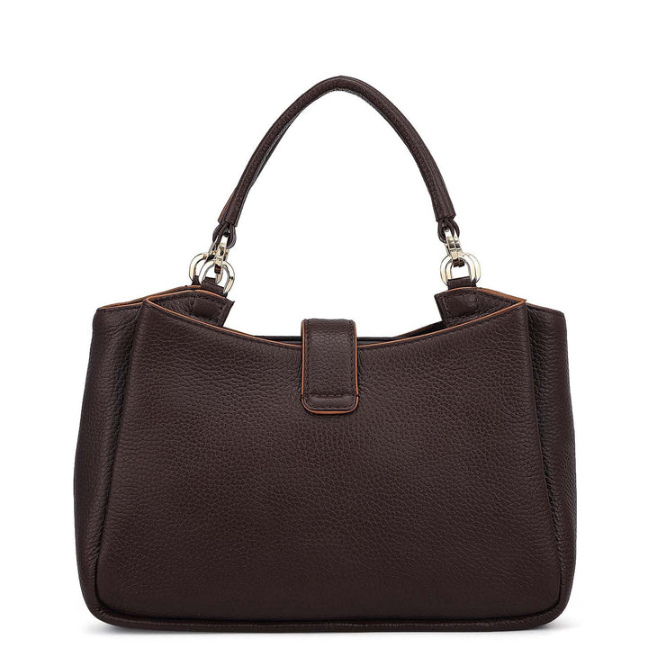 Small Wax Leather Satchel - Chocolate