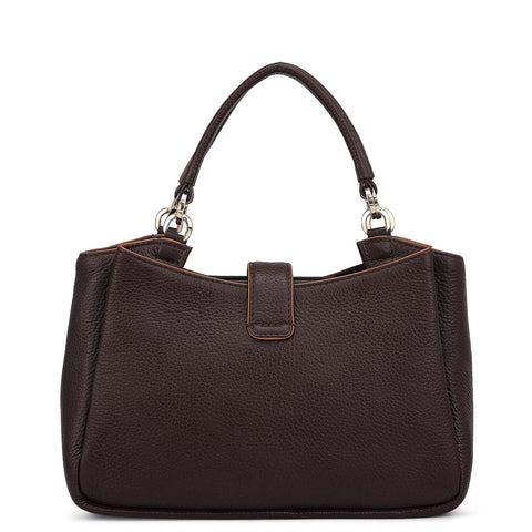 Small Wax Leather Satchel - Chocolate