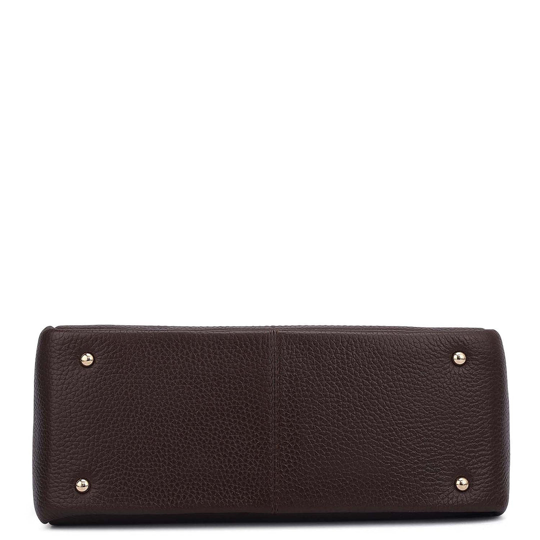 Small Wax Leather Satchel - Chocolate