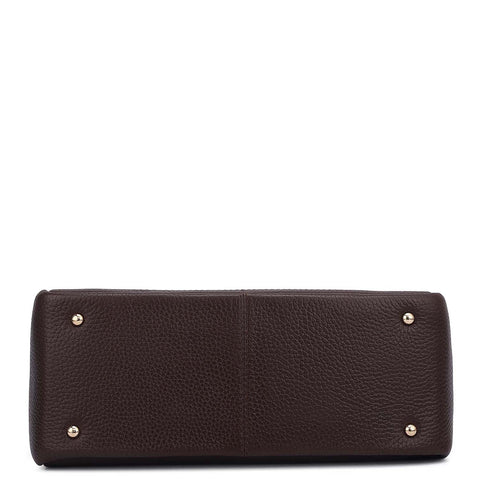 Small Wax Leather Satchel - Chocolate