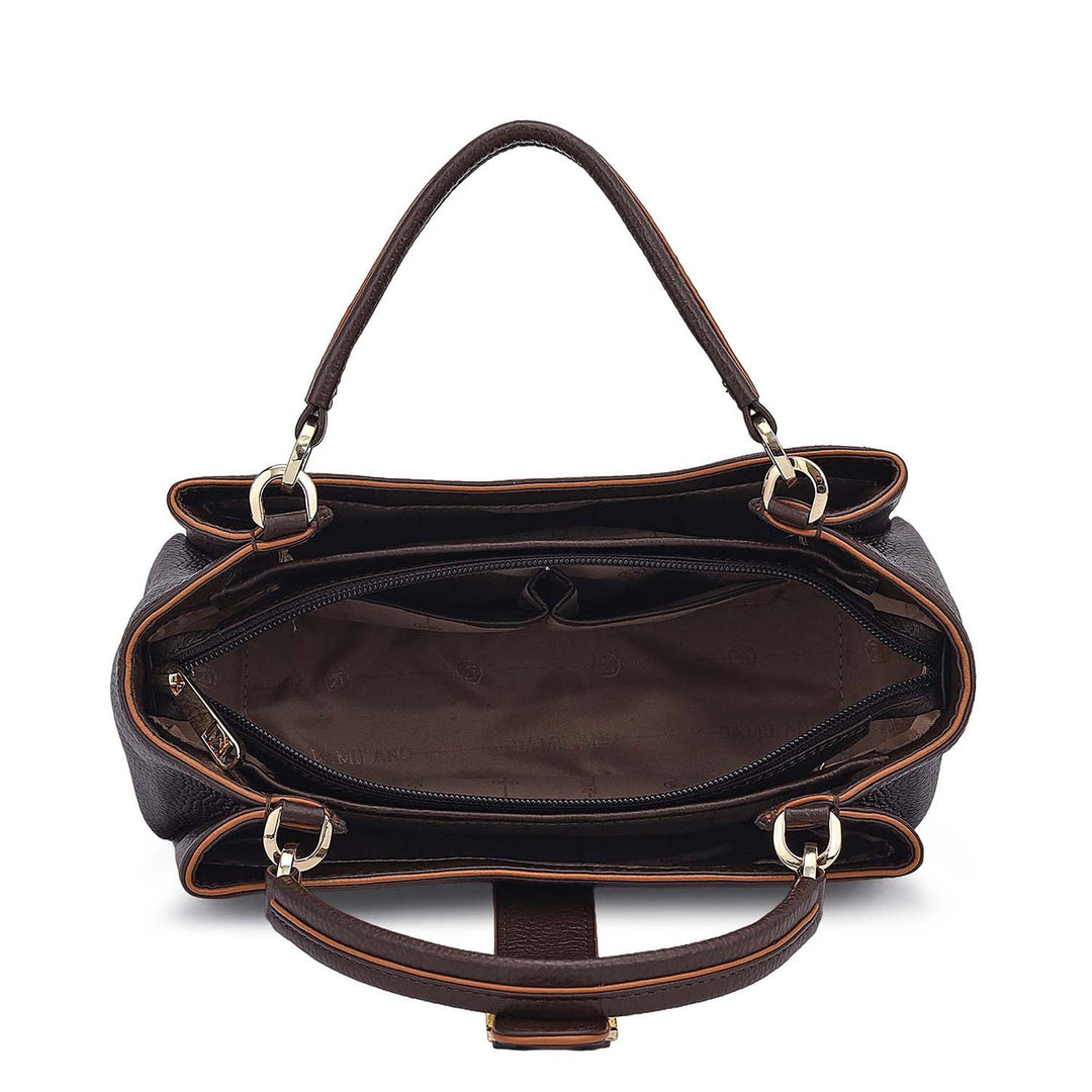 Small Wax Leather Satchel - Chocolate