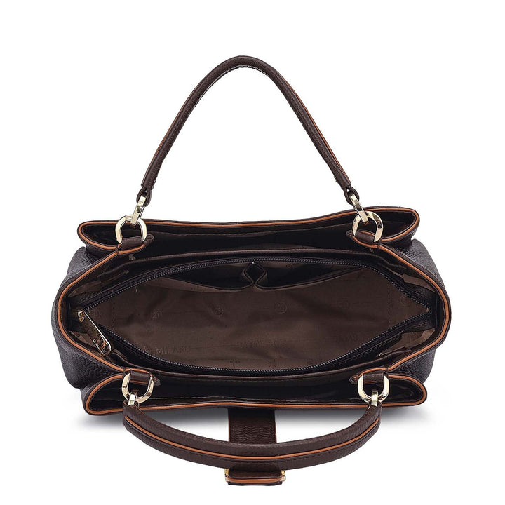 Small Wax Leather Satchel - Chocolate