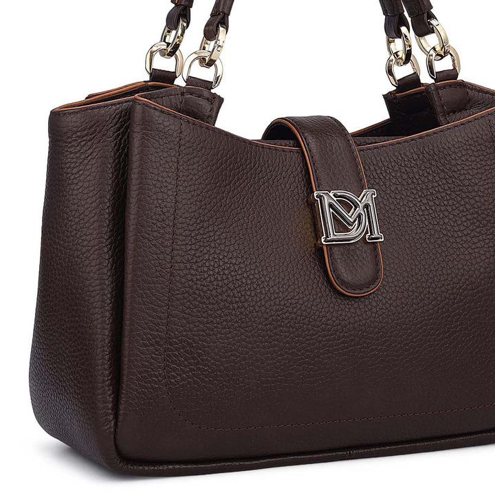 Small Wax Leather Satchel - Chocolate