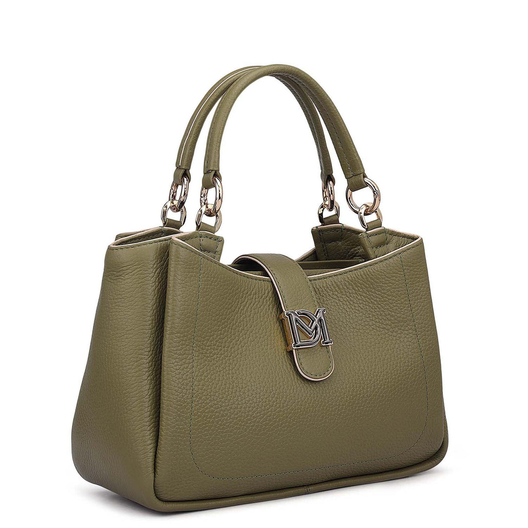 Small Wax Leather Satchel - Fern