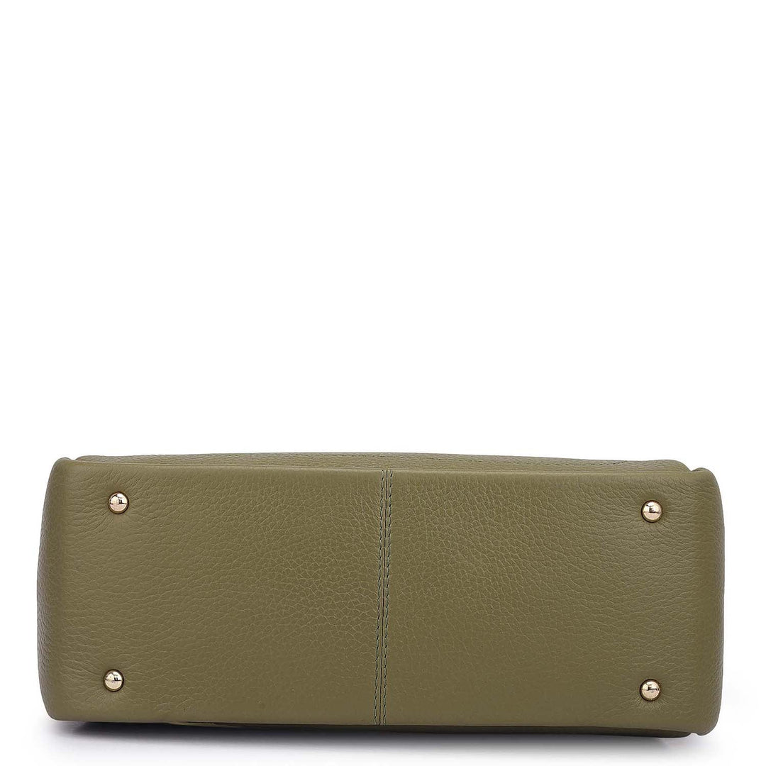 Small Wax Leather Satchel - Fern