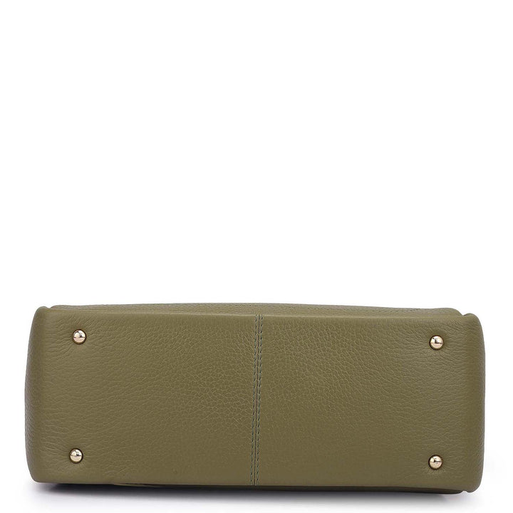 Small Wax Leather Satchel - Fern