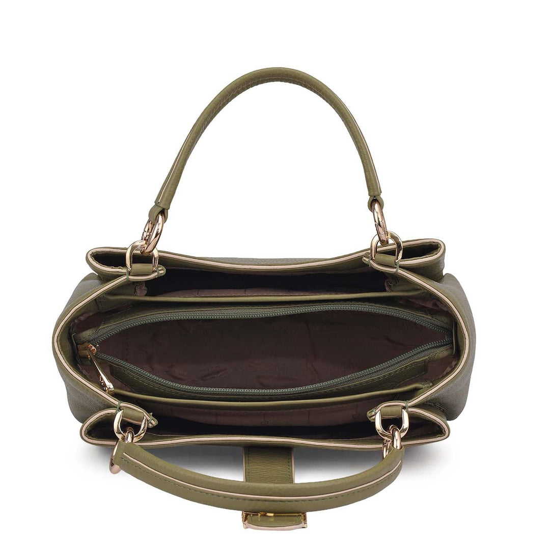 Small Wax Leather Satchel - Fern