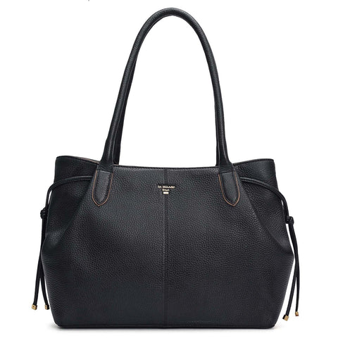 Medium Wax Leather Tote - Black