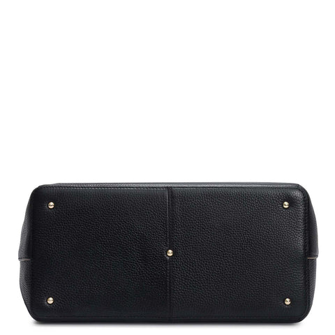 Medium Wax Leather Tote - Black