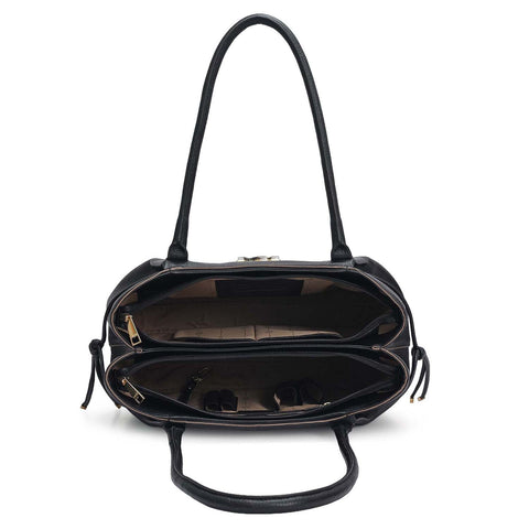 Medium Wax Leather Tote - Black